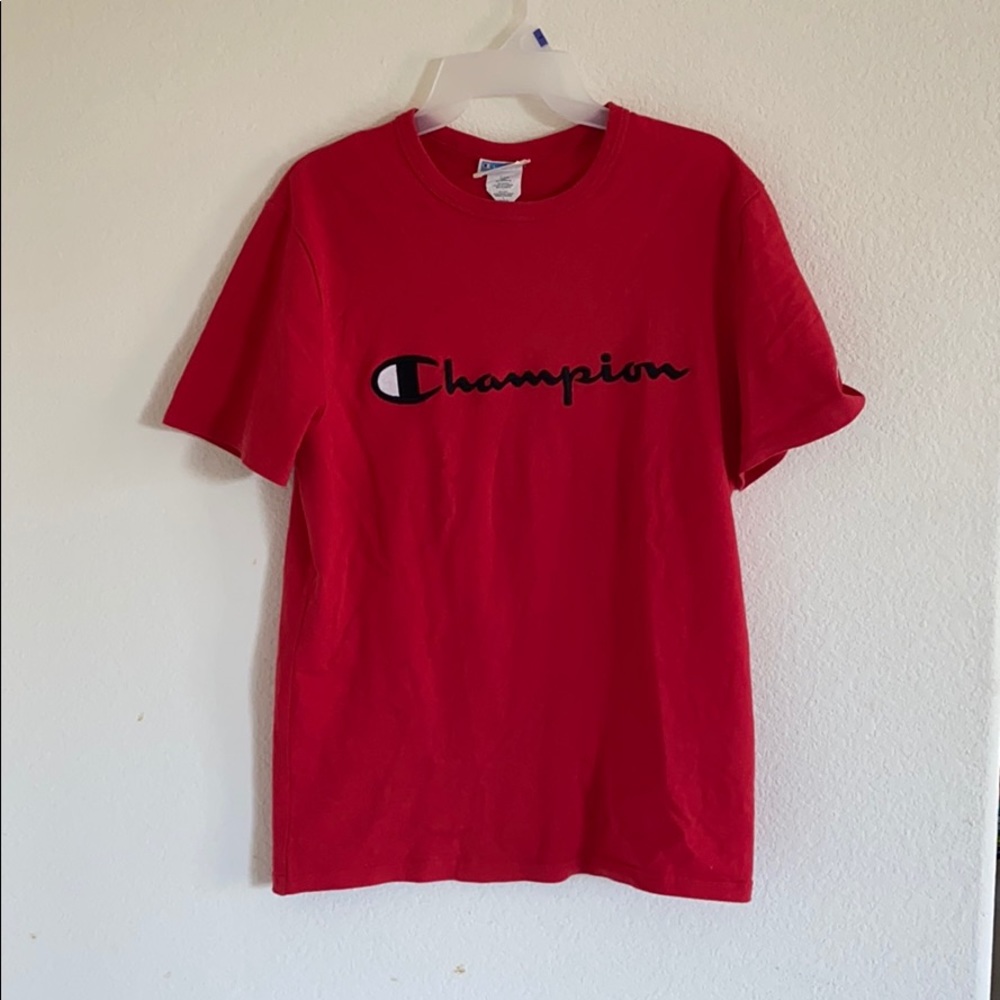 Red champion short sleeve shirt